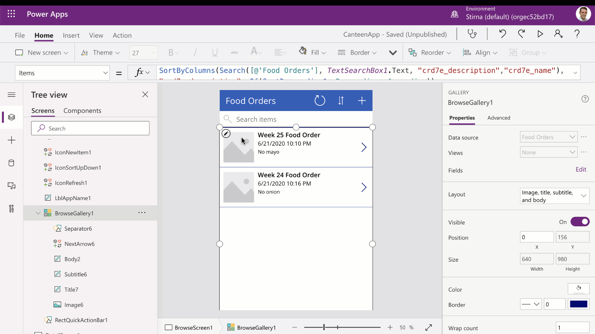 This image shows how to rename a canvas app.