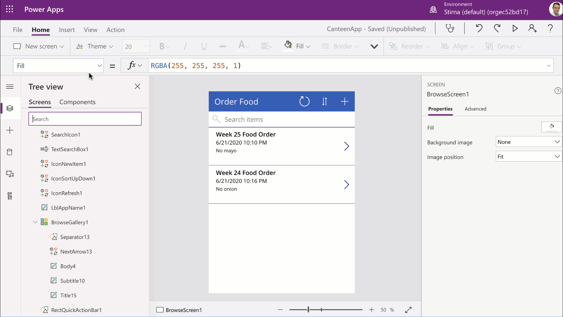 This image shows how to edit fields on a canvas app form.