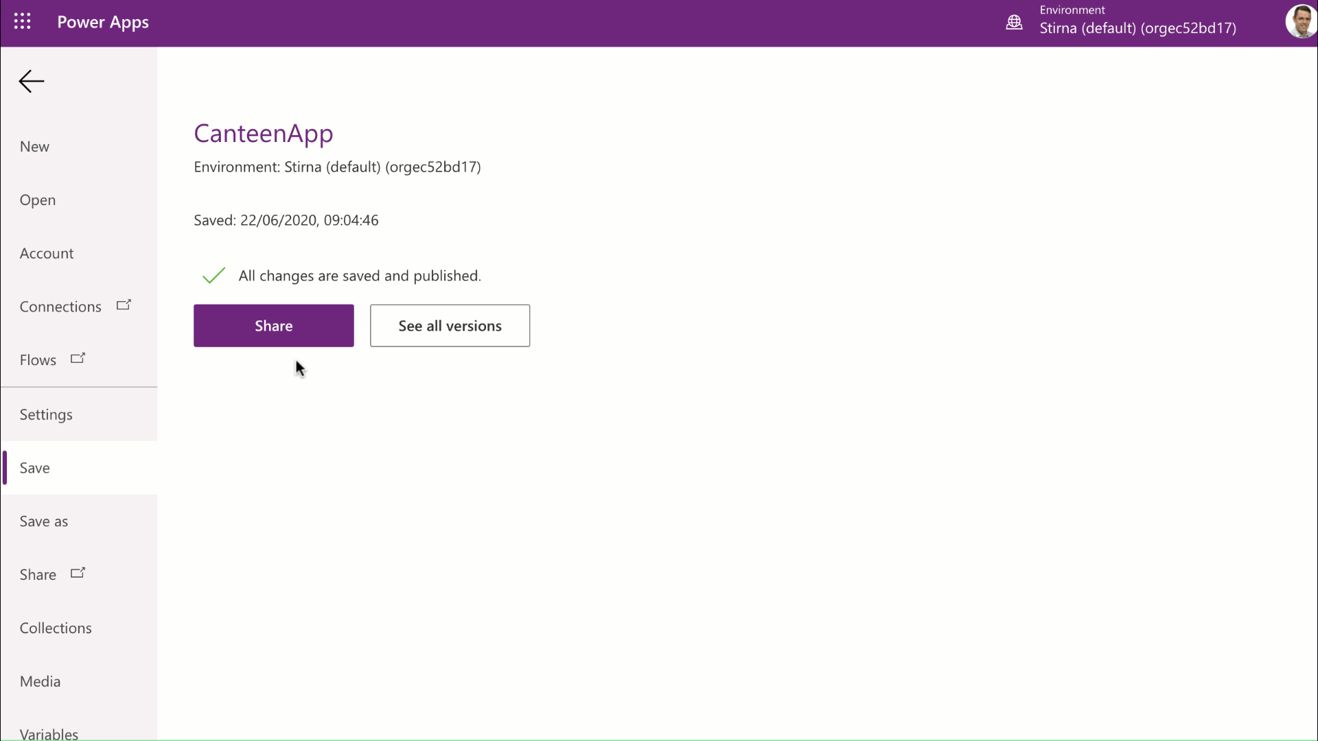 Image showing how to share a canvas app