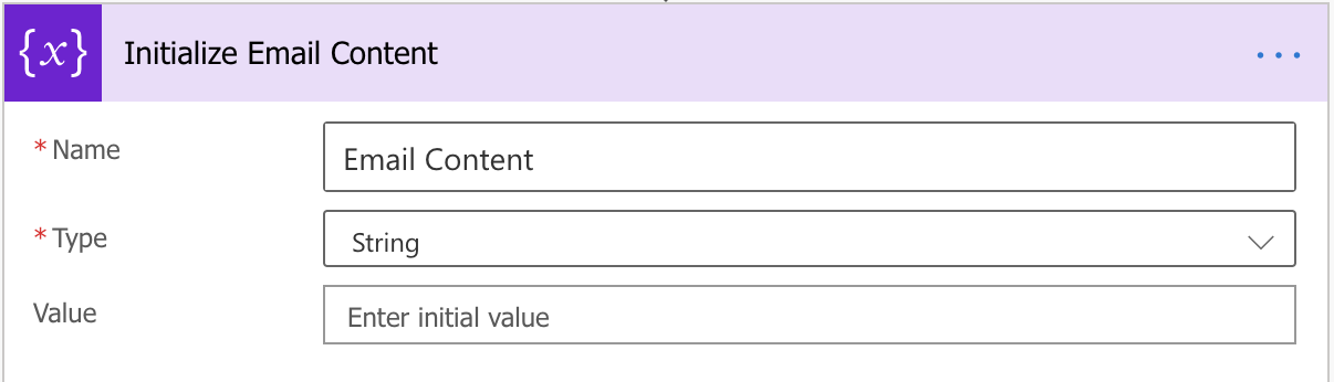 Power Automate Initialize variable